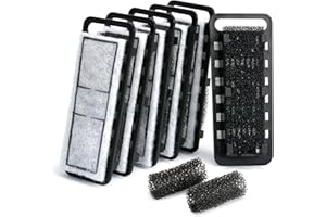 NICREW Slim Aquarium Filter Cartridges (6 pcs) with Intake Sponges (2 pcs)
