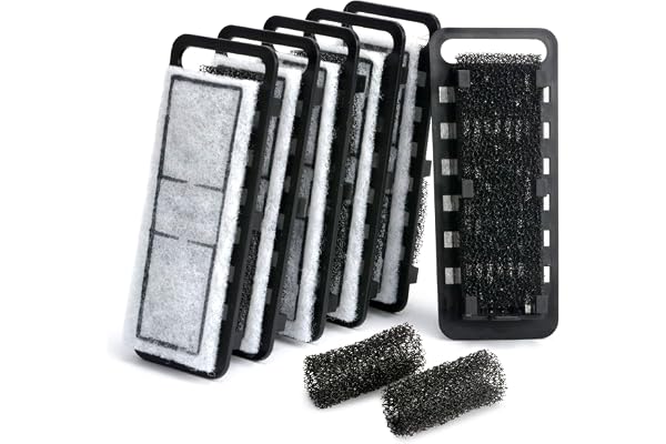 NICREW Replacement Filter Cartridges (6-Pack) for Slim Aquarium Filter with Intake Sponges (2-Pack)