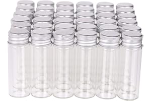 MaxMau 100 Tiny Glass Bottles Clear Small Vials 15 Milliliter Empty Mini Jars with Aluminum Screw Top Lids Sample Message Bottle Wedding Favors Decorations DIY Jewelry Accessories Liquid Hold Storage