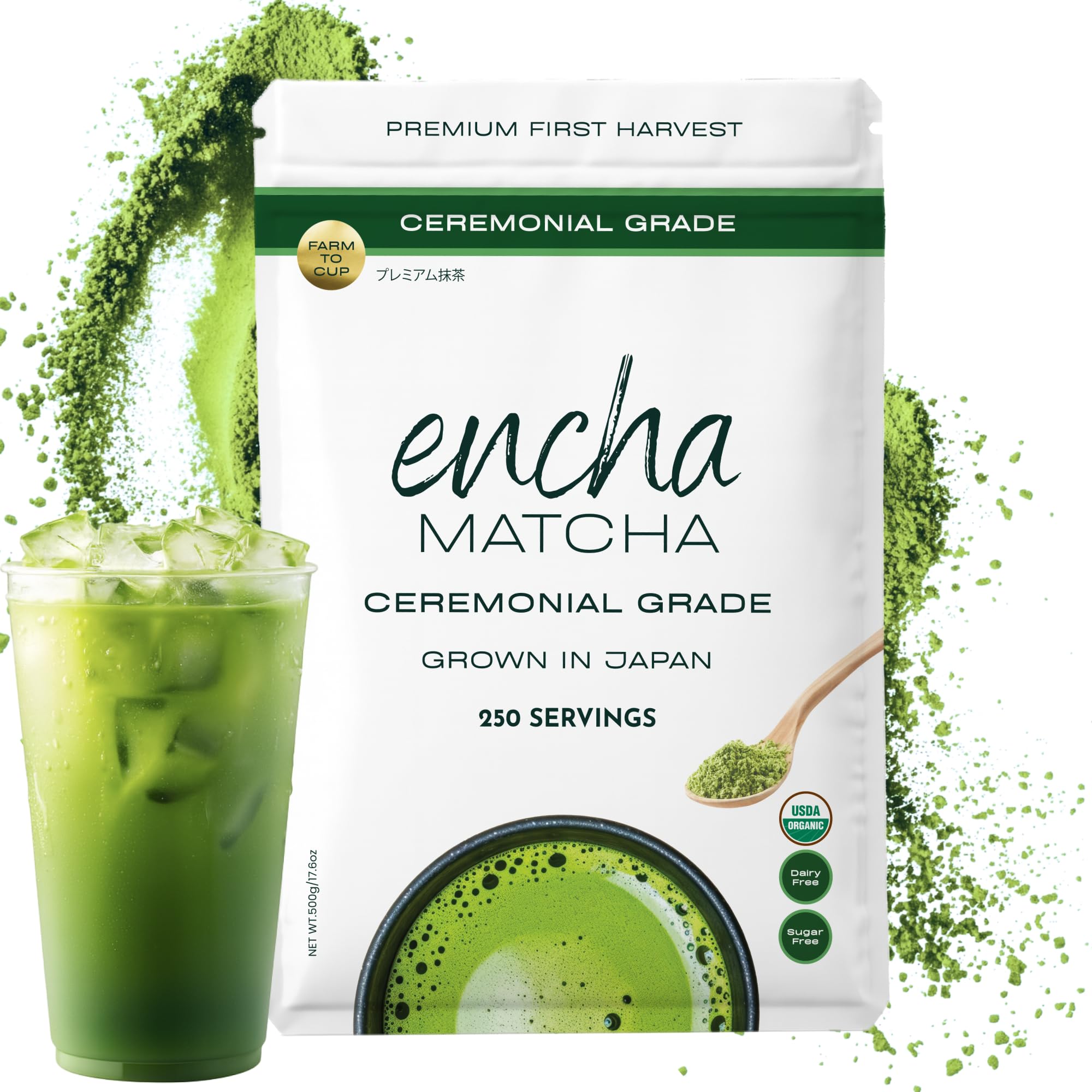 Encha Matcha - Ceremonial Grade Matcha Powder, Organic First Harvest ...