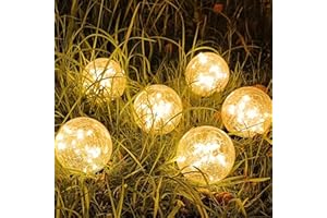 SyouHome Solar Garden Lights Outdoor Waterproof, 6 Pack LEDs Cracked Glass Ball Light, Ground Landscape Garden Decor, Solar Globe Decorative for Pathway/Patio/Lawn/Yard, 3.9"