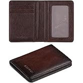 GERUOLA Bifold Slim Men Wallet Genuine Leather Thin, Small Vertical RFID Blocking Wallets for Men ,Compact & Stylish with Clear ID Windows (Coffee)