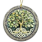 Tree of Life Ornament – Celtic Knot Ceramic Ornament with Symbolic Family Tree Design, Nature-Inspired Spiritual Decor Gift for Christmas, Healing, or Home Blessing