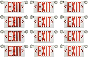 Ciata Ultra Bright Led Decorative Red Exit Sign & Emergency Light Combo with Battery Backup, Fire Exit Sign with Lights, Lighted Exit Signs with Battery Backup, 6-inch Red Letters - 12 Pack