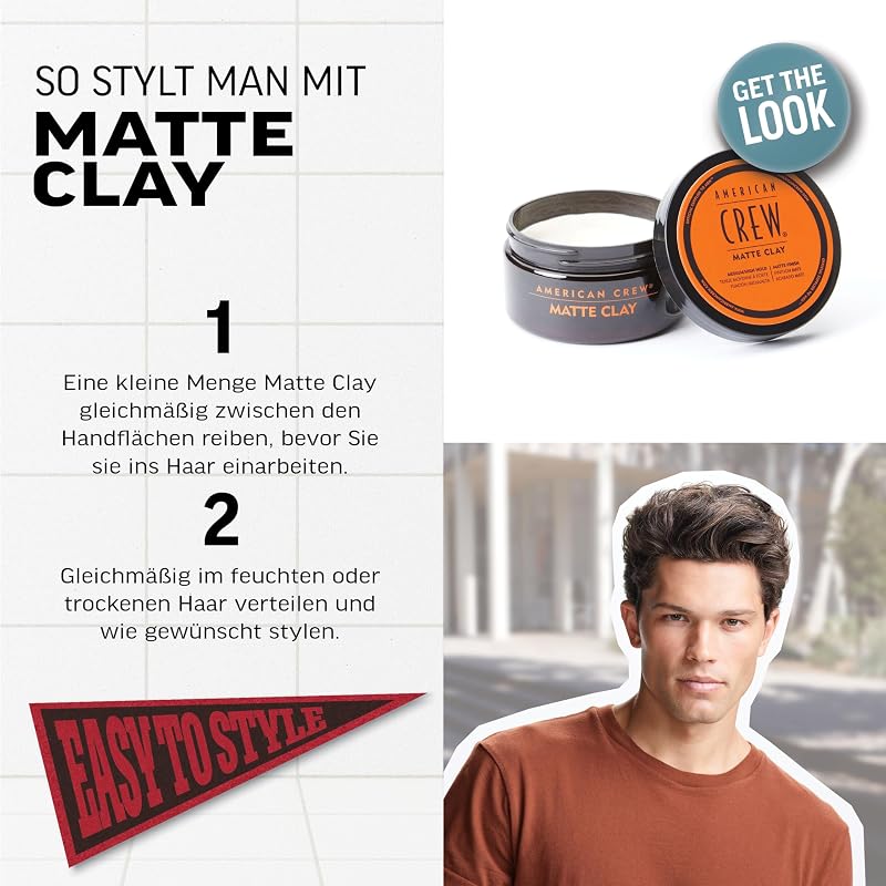 – Matte Clay, 85 g, Stylingclay für Männer, Haarprodukt mit mittlerem bis starkem Halt, Stylingprodukt für optimale Formbarkeit, Struktur & mattes Finish