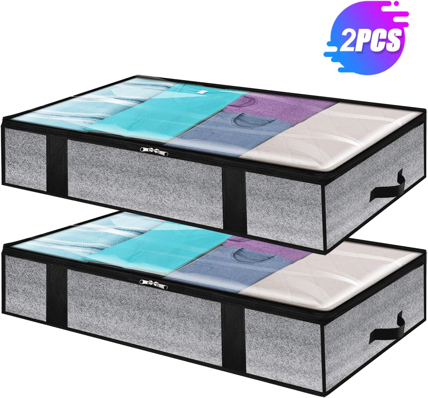 90L Large Under Bed Storage Bag with Zips Foldable King Size Thick