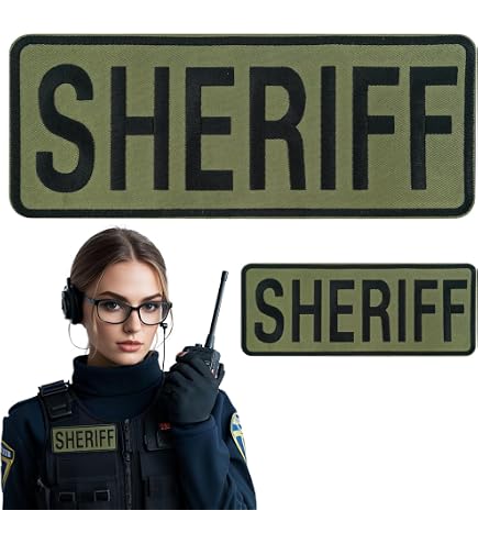 Amazon.com: Sheriff Embroidery Patch 3X8 and 2X6 INCHES Hook OD