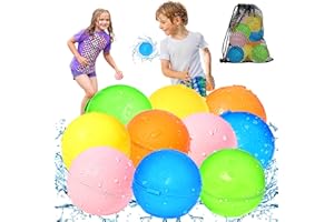 KOKODI SOPPYCID 10PCS Reusable Water Balloons Quick Fill for Kids, Refillable Magnetic Water Balloons for Pool & Beach, Water Ball Toys for Summer Outdoor Games, Outside Activities