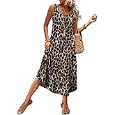 WIHOLL Summer Dresses for Women 2026 Button Front Sleeveless Casual Midi Dress Beach Vacation Sundresses with Pockets