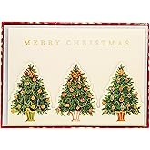 Graphique Christmas Tree Trio Holiday Cards | Pack of 15 Cards with Envelopes | Christmas Greetings | Boxed Set | 4.75" x 6.625"