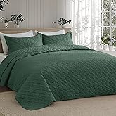Bedsure Quilts California King Size - Lightweight Bedspreads Cal King Size with Basket Weave Pattern, Soft Quilt Bedding, Dark Green Comforter Coverlet for All Seasons (111" x 106")