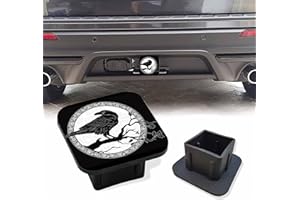 Sutmore Trailer Hitch Cover, Black Crow Stand on Oak Tree Branch Hitch Cover Rubber Towing Hitch Plug Covers, Square 2 Inch Receiver Tube Plug Cap for Trucks Cars SUVs