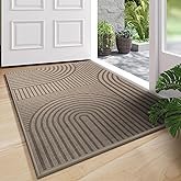 QiCaiJia Front Door Mat 17''x30'', Absorbent Muddy Dirt Resist Washable Non Slip Low-Profile Indoor Doormat, Easy Clean Welcome Entryway Door Mats, Brown
