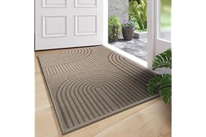 Front Door Mat 17''x30'', Absorbent Muddy Dirt Resist Washable Non Slip Low-Profile Indoor Doormat, Welcome Entryway Door Mat