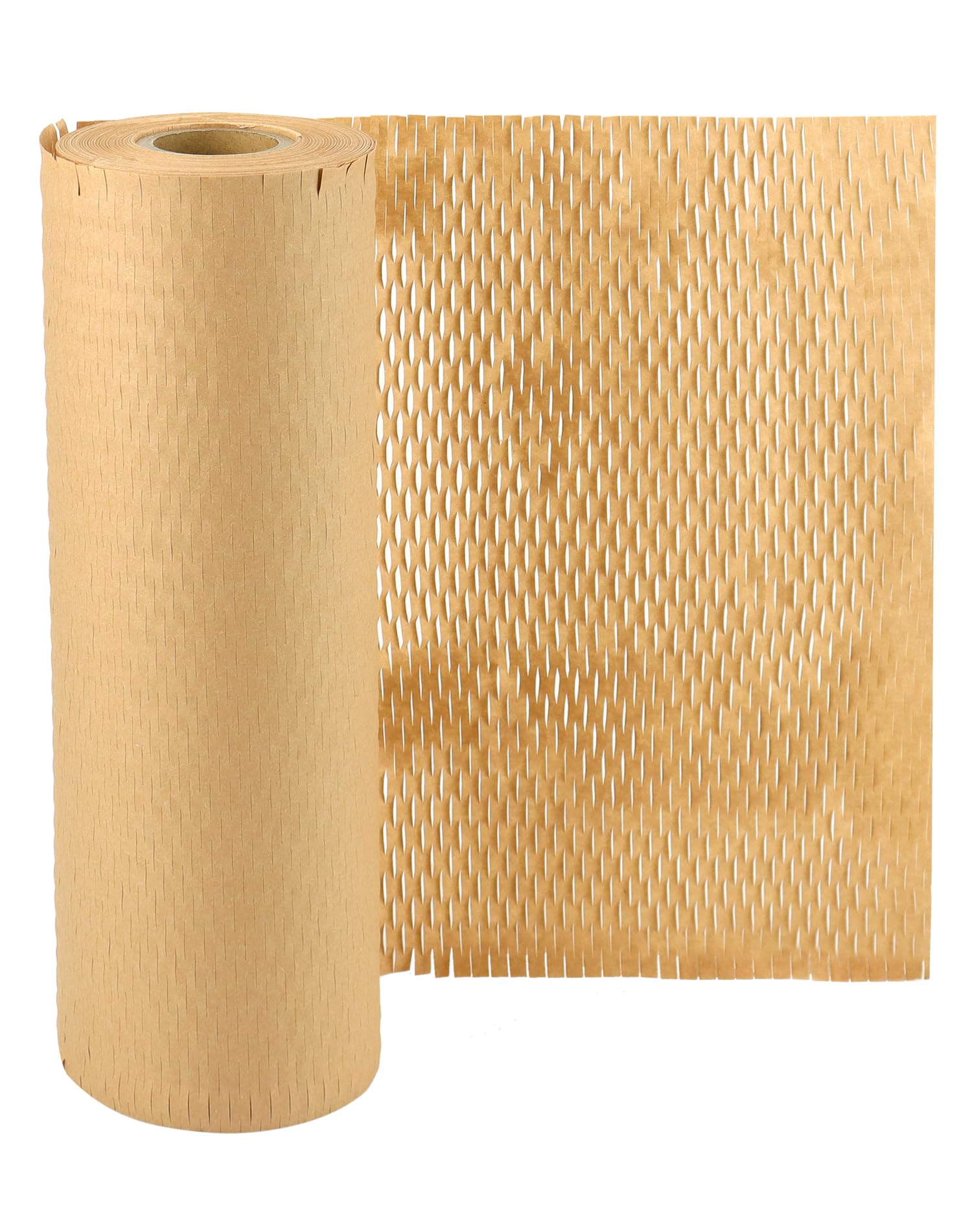 QWORK® Honeycomb Packing Paper 30cm x 50m 80g/m², Honeycomb Packaging Wrap Bubble Wrap Alternative for Shipping Breakables and Moving House (12in x 164ft)