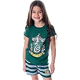 Harry Potter Girls' Hogwarts Castle Shirt and Shorts Sleepwear Pajama Set - All 4 Houses Available