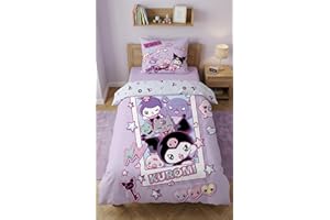 Kuromi Duvet Cover 140 x 200 cm with Pillowcase 70 x 90 cm – Children's and Teenagers Bedding Set – 100% Ultra Soft Microfibr