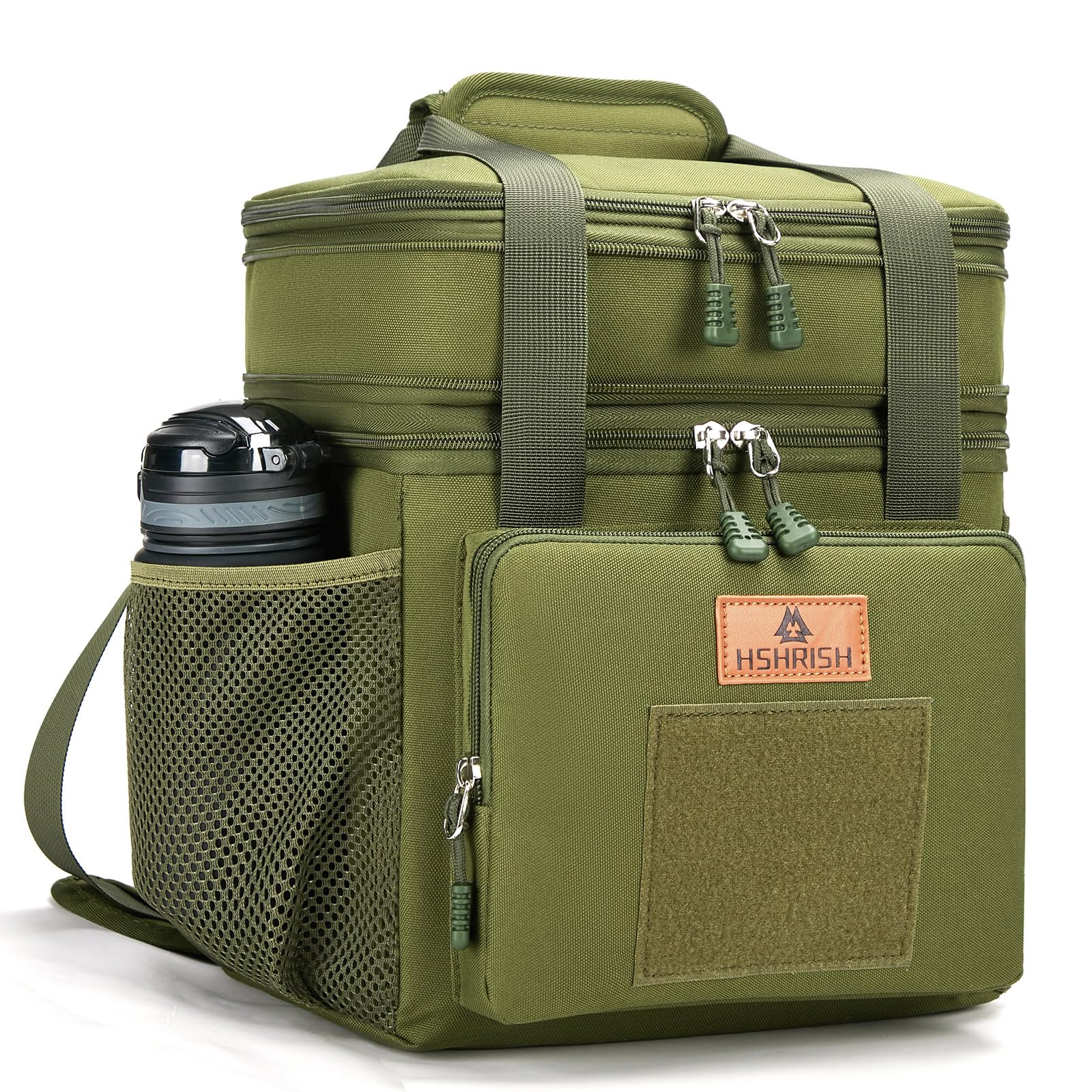 HSHRISH Large Insulated Lunch Bag for Man, Double Layer Insulated Large Cooler Bag for Men Adults Waterproof Leakproof Durable Lunch Bag for Work Picnic Camping Day Trips 22L, Army Green