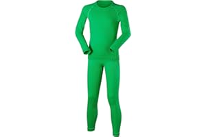 FALKE Unisex Kids Maximum Warm Long Sleeved Top and Tights Base Layer Set, Thermal, Breathable Quick Dry, Nylon, Green (Vivid Green 7231), S, 1 Piece