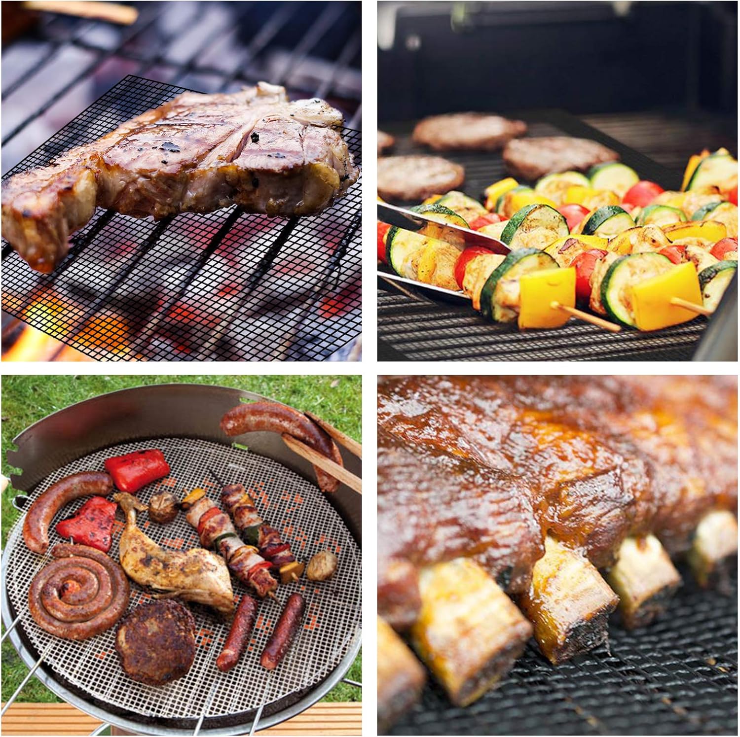 Smaid Grill mesh mat - Non Stick BBQ Grill mats for Outdoor Grill, Reusable BBQ Sheets for Gas Grill，Easy to Clean - Works on Gas, Charcoal, Electric Grill and More, 15.75 x 13 inch, Black : Garden & Outdoor