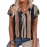 XIEERDUO Womens Summer Tops Short Sleeve Shrits 2026 Trendy V Neck Spring Outfits Beach Vacation Clothes