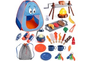 ULOVEME Kids Camping Set with Tent for 2 Toddlers- Camping Toys for 3-5 with Pop up Play Tent-Indoor Outdoor Pretend Camping Toys