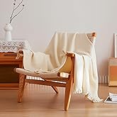 Simple&Opulence Cotton Muslin Throw Blanket 4 Layers for Bed, Couch, Woven Gauze Blanket with Tassels, Soft Lightweight Cozy Pre-Washed Breathable Farmhouse Decoration for All-Season(White)
