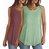 Womens Tank Tops Summer Sleeveless Casual Shirts Loose Fit Tunic Beach Vacation Outfits