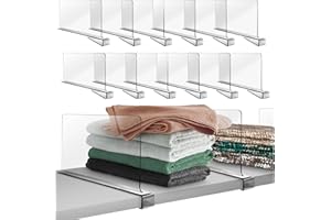 Hekmaden 12Pack Acrylic Shelf Dividers for Closet Organization, Clear Shelf Divider Fits Shelves of 0.4-1 Inch,Purse Organizer for Closet, Shelf Organizer, Closet Organizers and Storage