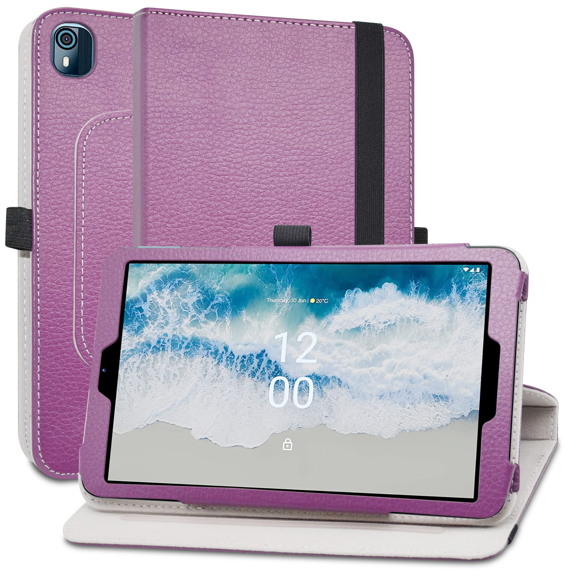 MAMA MOUTH Compatible with Nokia T10 Rotation Case,360 Degree Rotating With Cute Pattern Sleeve Cover for 8" Nokia T10,Purple