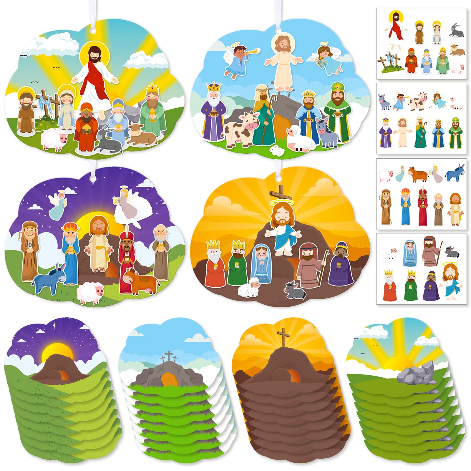 Lineshading 64 Pcs Make an Easter He Lives Sticker Scenes Religious ...