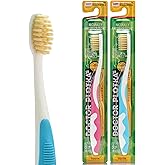 MOUTHWATCHERS Soft Childrens Flossing Manual Toothbrush, 1 Pink and 1 Blue Toothbrushes for Kids & Teens, Ultra Clean, by Dr. Plotka's