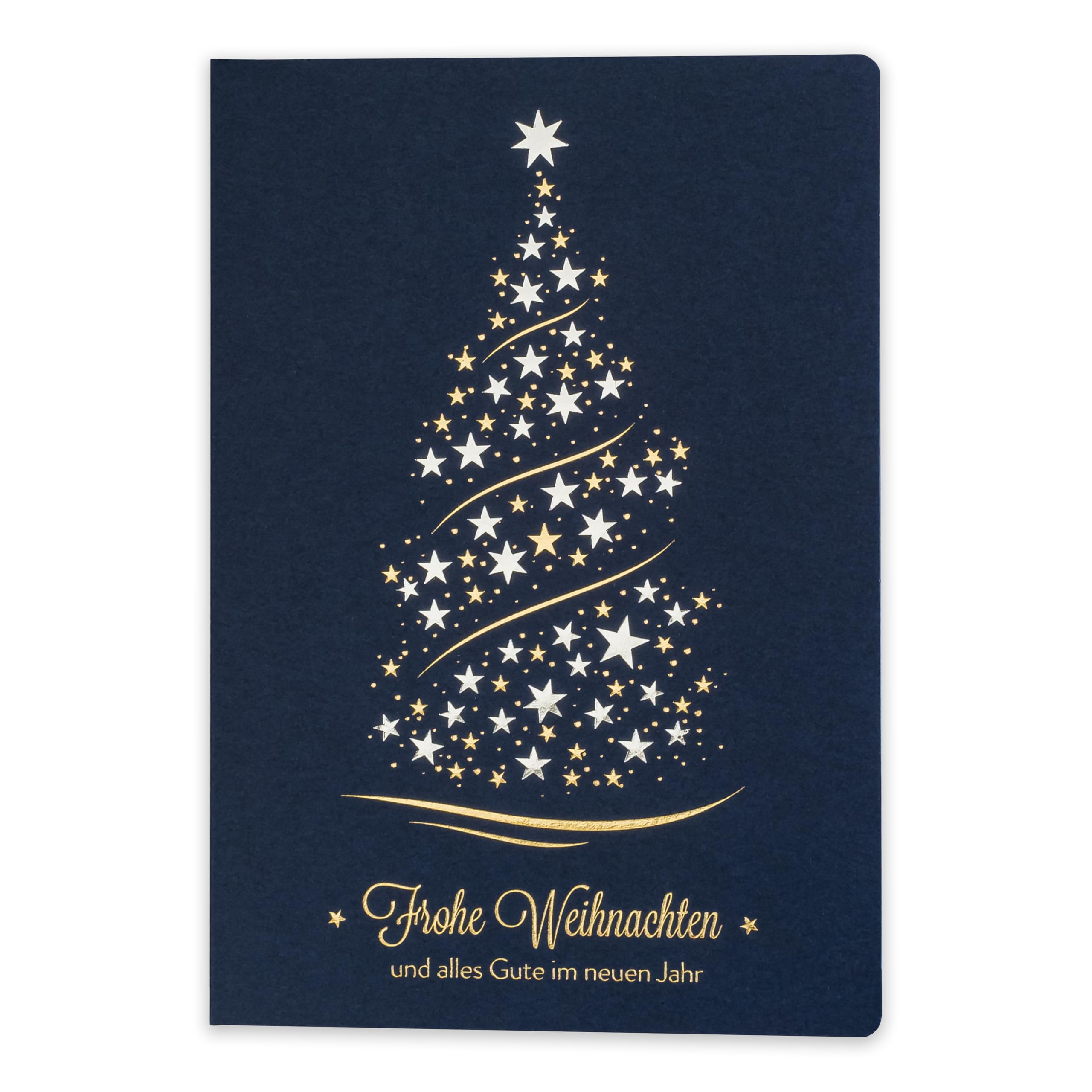 ART NUVO Exclusive Christmas Cards No. 10 - Set of 10 Same Cards, 120 x 170 mm, Gold Plated and Embossed Christmas Motif - Made from Jewellery Paper and Colourful Paper with Inserts and