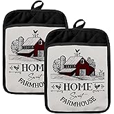 HUGANE Home Sweet Farmhouse Chicken Oven Mitts Set, Chicken Gifts for Lovers Women, Farmhouse Heat Resistant Kitchen Oven Gloves for Baking and Cooking,Pot Holders