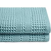 GILDEN TREE Waffle Towels for Bathroom, 100% Cotton Quick Dry Towel, Waffle Bath Towels Large, Absorbent Lightweight Travel Towel, Bath Towels Set of 2, Classic Style (Seafoam)