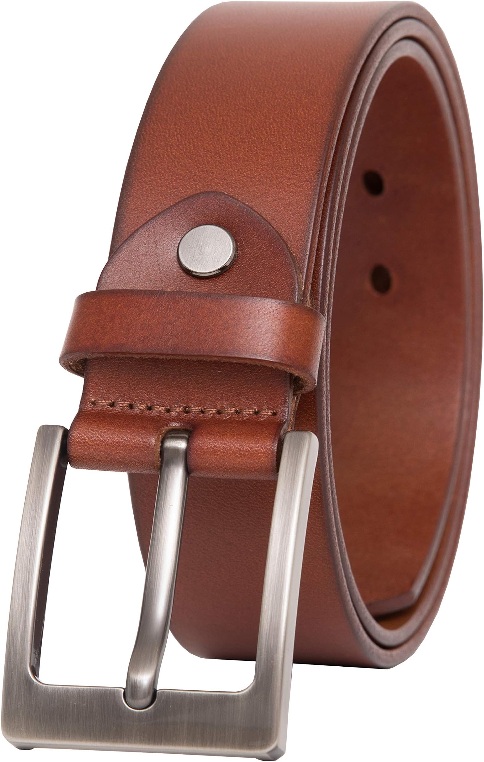 Bullko Men's Casual Genuine Leather Dress Belt With Jeans Classic Buckle