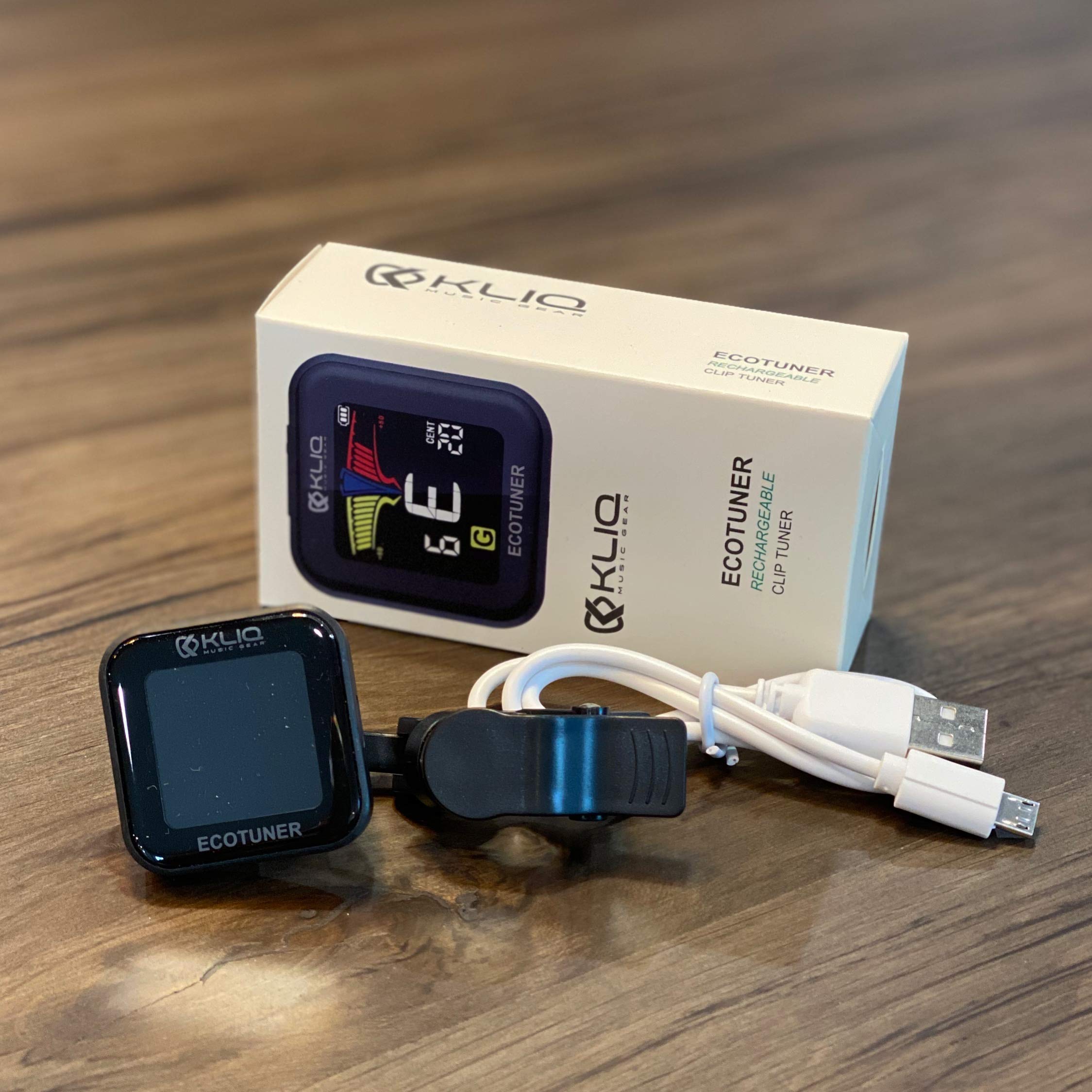 KLIQ EcoTuner - USB Rechargeable Clip-On Tuner for All Instruments (with included charging cable)