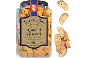 La Dolce Vita Classic Almond Italian Biscotti Cookies, Gourmet Coffee & Tea Dipping Snack, 40 oz Jar