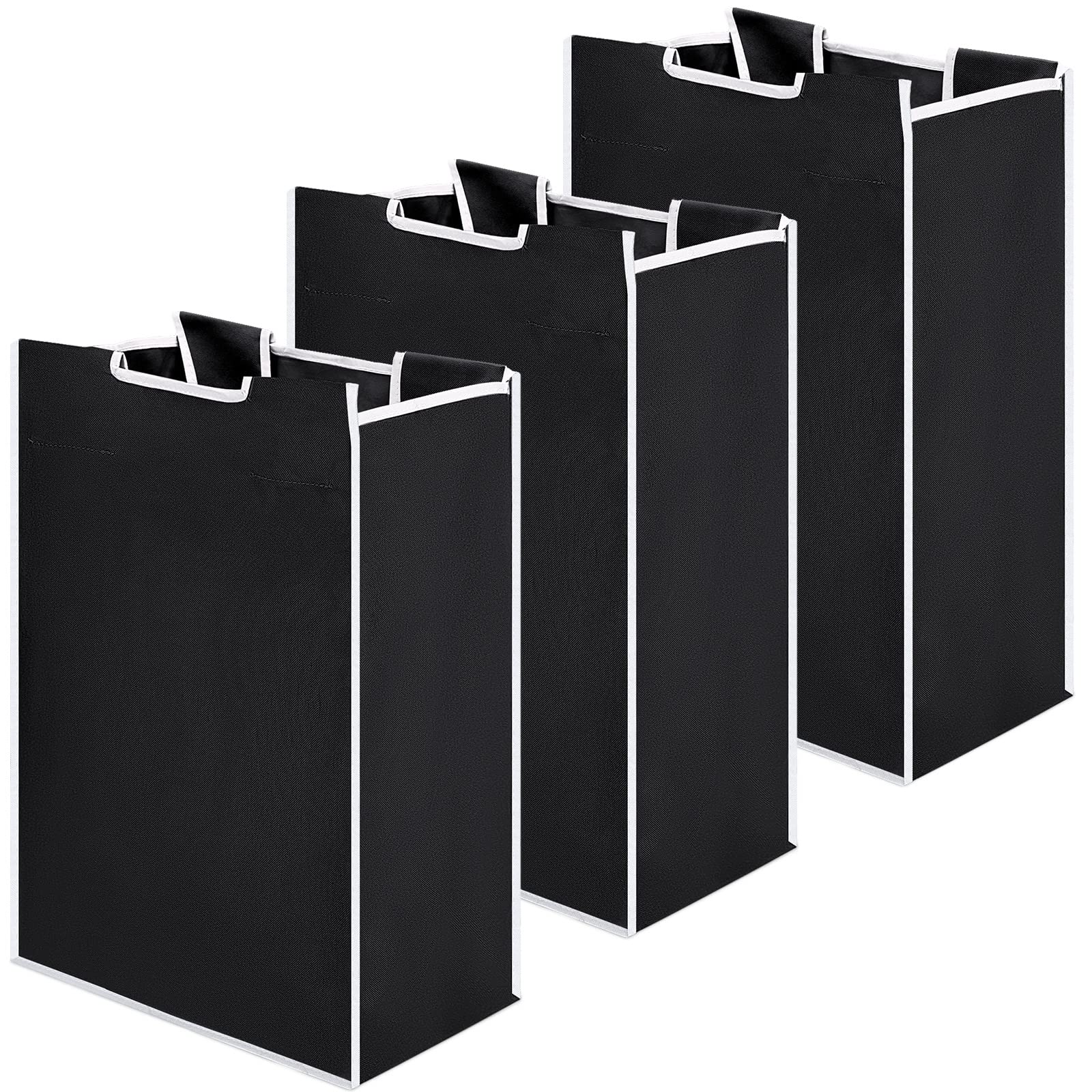 Photo 1 of Bonuci 3 Pcs Laundry Sorter Replacement Bags Hamper Cart Removable Replacement Laundry Storage Organizer Bag Hamper Liner, No Hooks 14.76 x 8.66 x 21.65 Inch (Black)