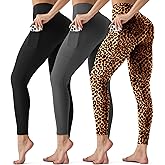 3 Pack Leggings with Pockets for Women,Butt Lift High Waisted Tummy Control Workout Yoga Pants Reg & Plus Size
