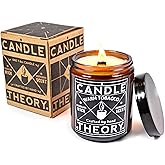 Candle Theory Warm Tobacco Scented Candle for Men 7.6 Ounce, Crackling Woodwick Manly Gift Home Bedroom