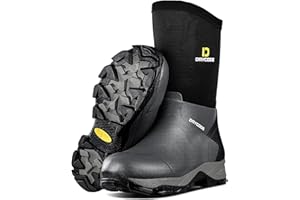 D DRYCODE Rubber Boots for Women, 4.5mm Neoprene Insulated Rain Boots, Waterproof Mid Calf Mud Work Boots for Womens Hunting, Water Fishing, Farming, Garden