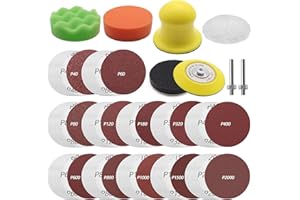 ZEHIQ 126pcs 3 Inch Sanding Disc Hook and Loop Sandpaper, Assorted 40-2000 Grits Sander Paper with 1/8" & 1/4" Shank Backing Pad, Soft Buffering Pad and Polishing Pads for Drill Grinder Rotary Tools