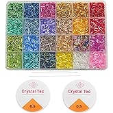Minestylish 9600pcs Tube Beads Kit, Glass Bugle Seed Beads for Jewelry Making, Small Craft Beads for DIY Bracelet Necklaces Craft Making with Two Crystal String (7mm, 400 Per Color, 24 Colors)