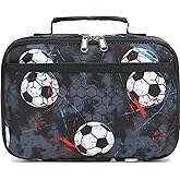 CAMTOP Kids Soccer Lunch Box Boys Girls Insulated Lunch Cooler Bag Reusable Lunch Tote Kit for School Travel