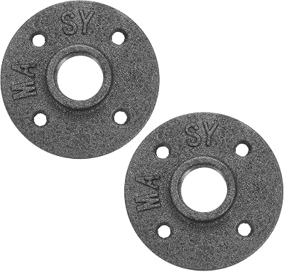 sourcing map 2 Pack Iron Pipe Floor Flanges 3/4 Inch Threaded Black DIY