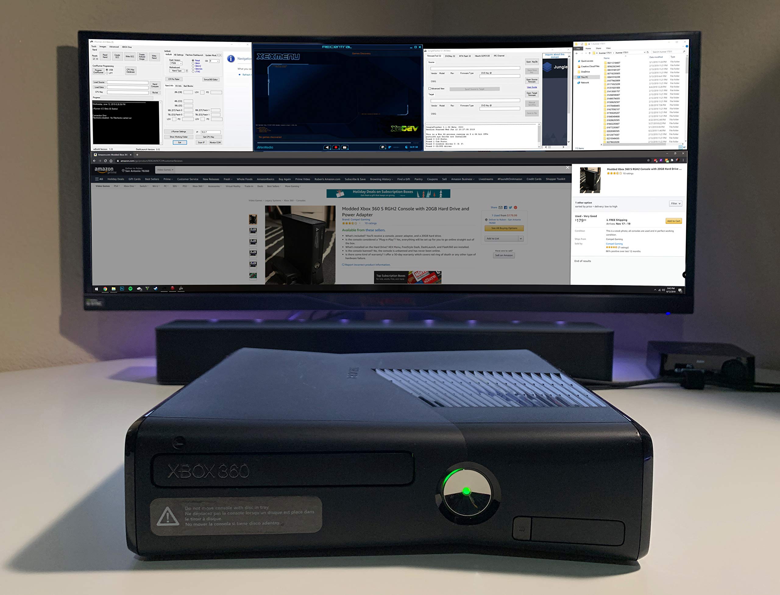 Modded Xbox 360 250GB Slim RGH3 Console with NCAA 14 College Football Revamped (Latest Version V21) and Power Adapter by Compel Gaming