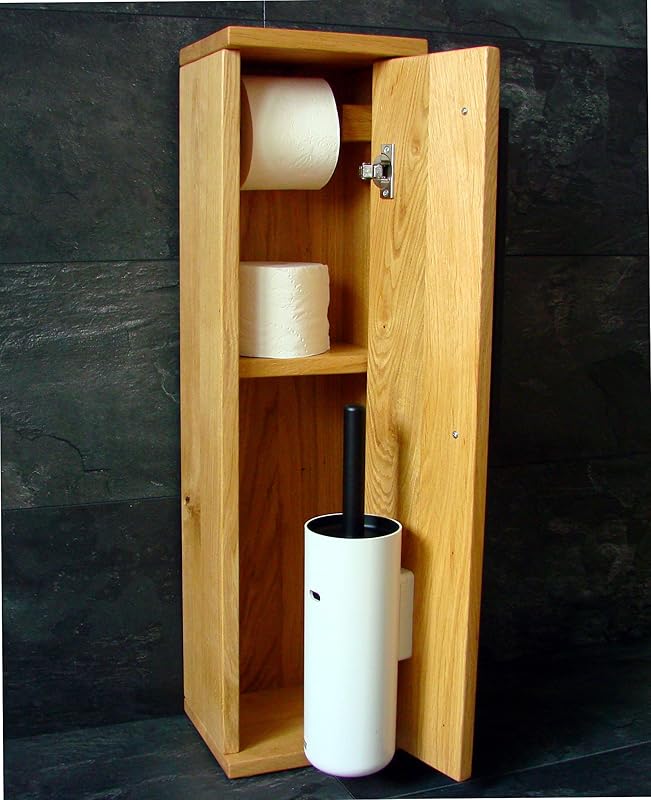 WC Schrank Bürstenhalter Toilettenpapierhalter Einzelstück Eiche