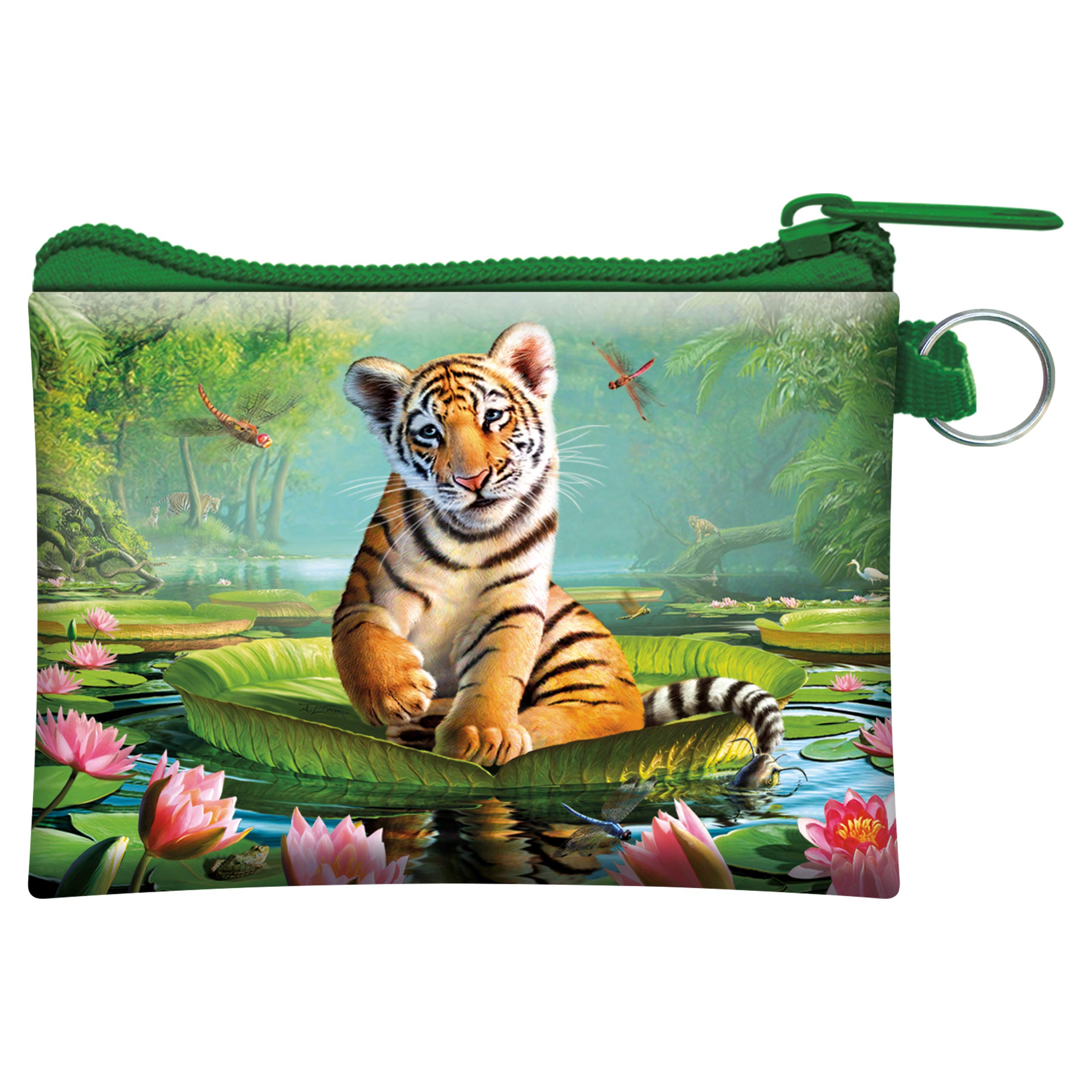 3D LiveLife Coin Purse - Tiger Lily from Deluxebase. Lenticular Big Cat Themed Wallet Featuring Secure Zip, Compact Design for Cash and Card Storage. Perfect Safari Animal Gift.