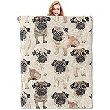 VANZEV Cute Pug Dog Blanket,Dog Lovers Flannel